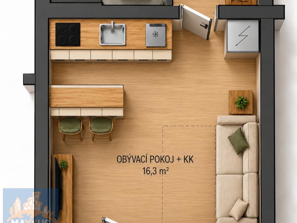 Pronájem bytu 1+kk 28 m2, Kralupy nad Vltavou – náhled fotky 9