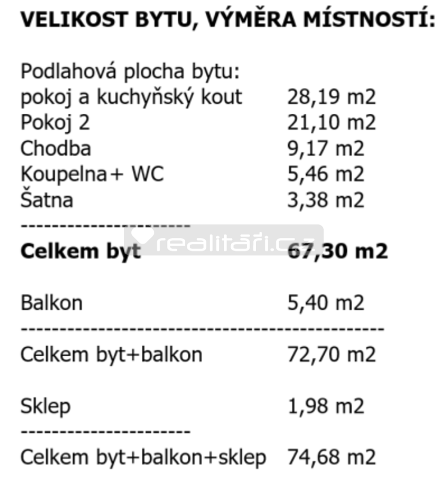 Prodej bytu 2+kk 67 m2
