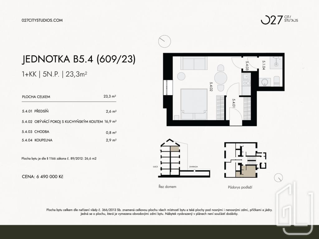 Prodej bytu 1+kk 23 m² – pohled 6