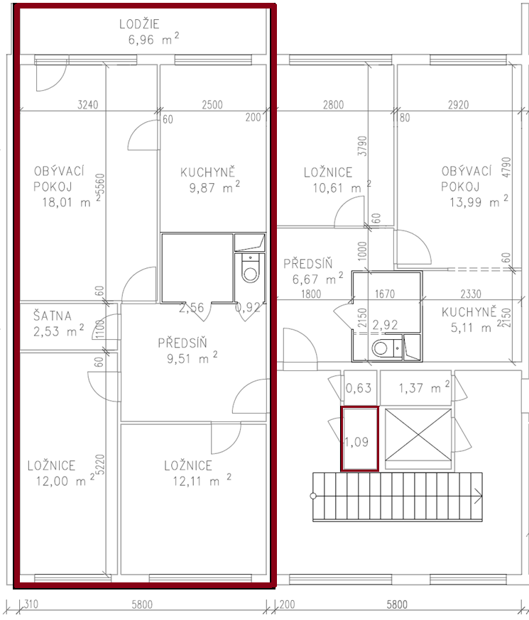 Pronájem bytu 3+1 69 m2