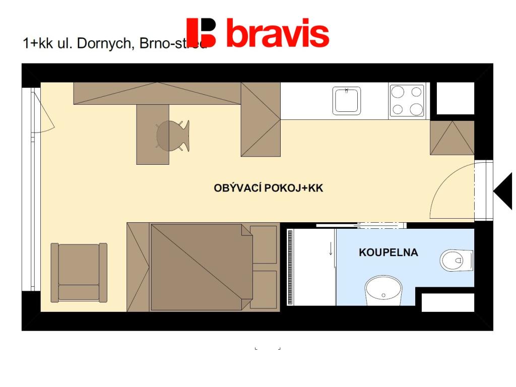 Pronájem bytu 1+kk 24 m2