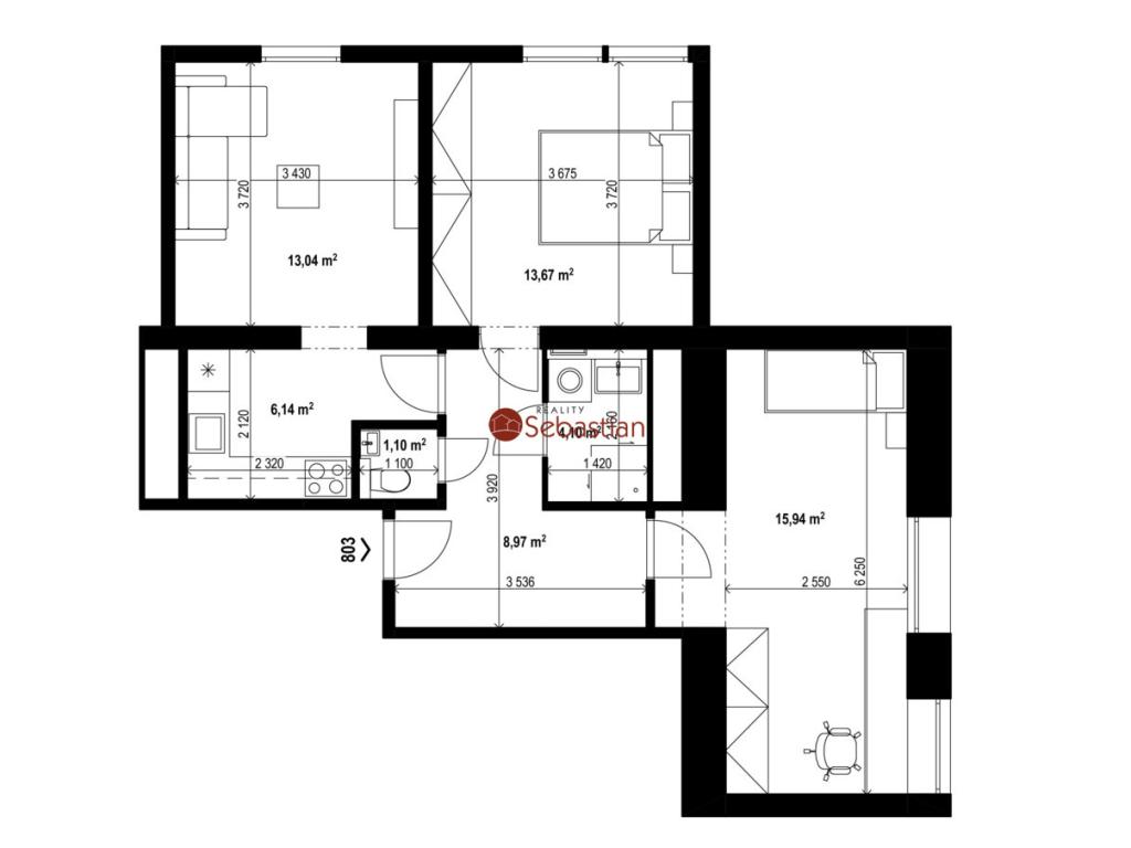 Pronájem bytu 3+1 61 m2