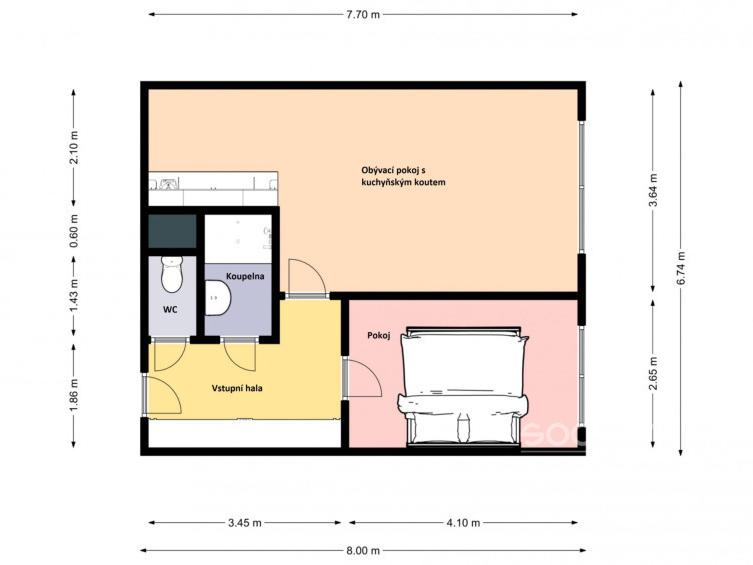Pronájem bytu 2+kk 47 m2