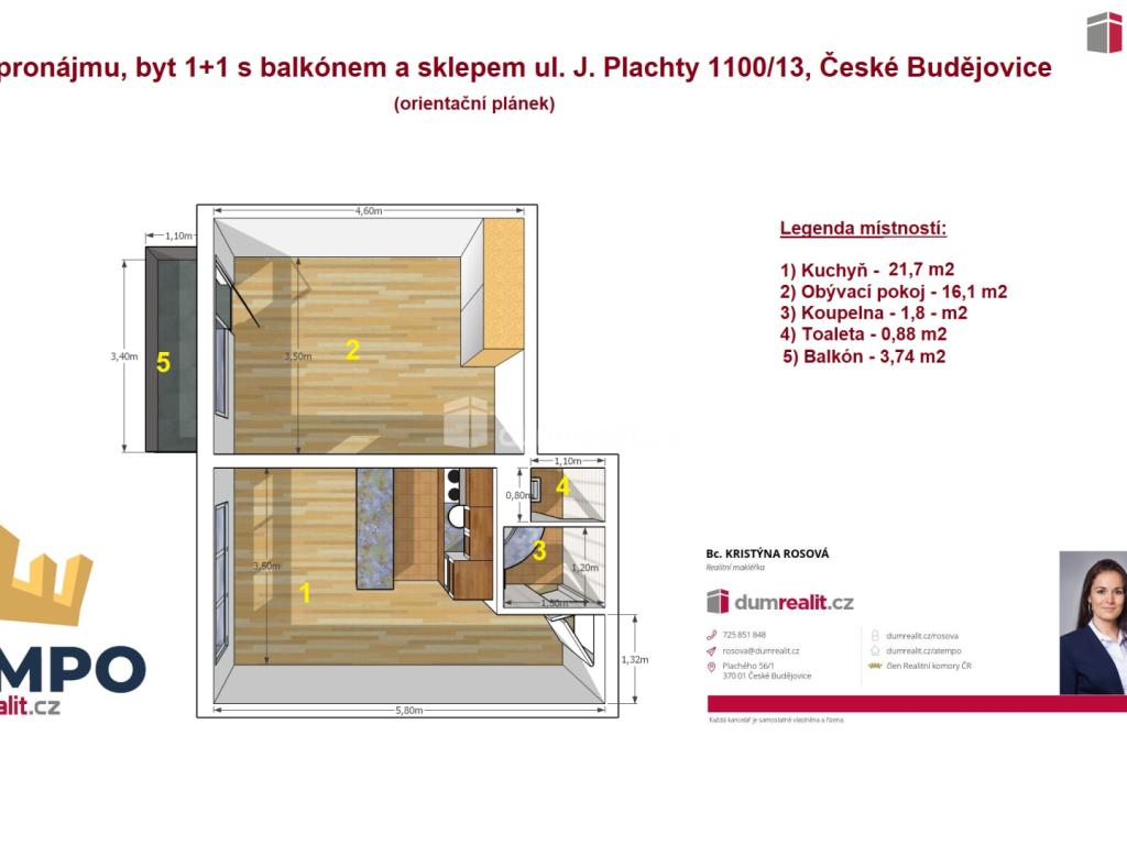 Pronájem bytu 1+1 38 m2