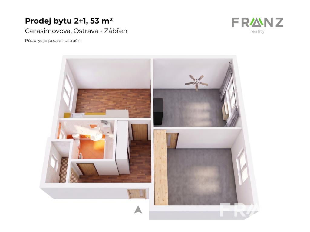 Prodej bytu 2+1 53 m2