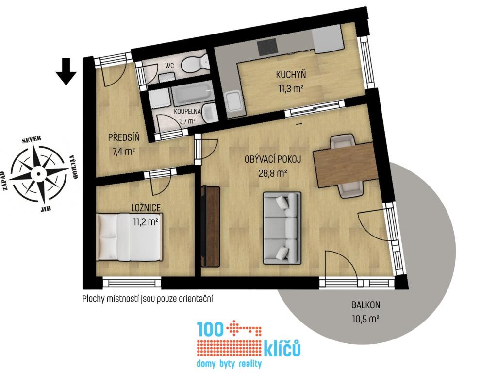 Pronájem bytu 2+1 64 m2
