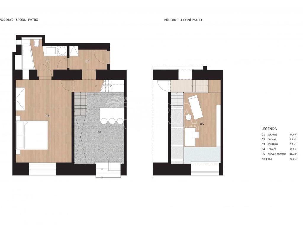 Pronájem bytu 2+kk 60 m2
