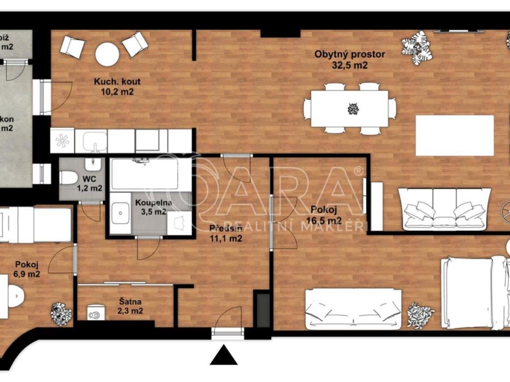 Pronájem bytu 3+kk 89 m2