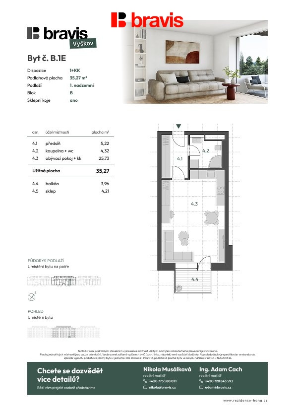 Prodej bytu 1+kk 43 m² – pohled 5