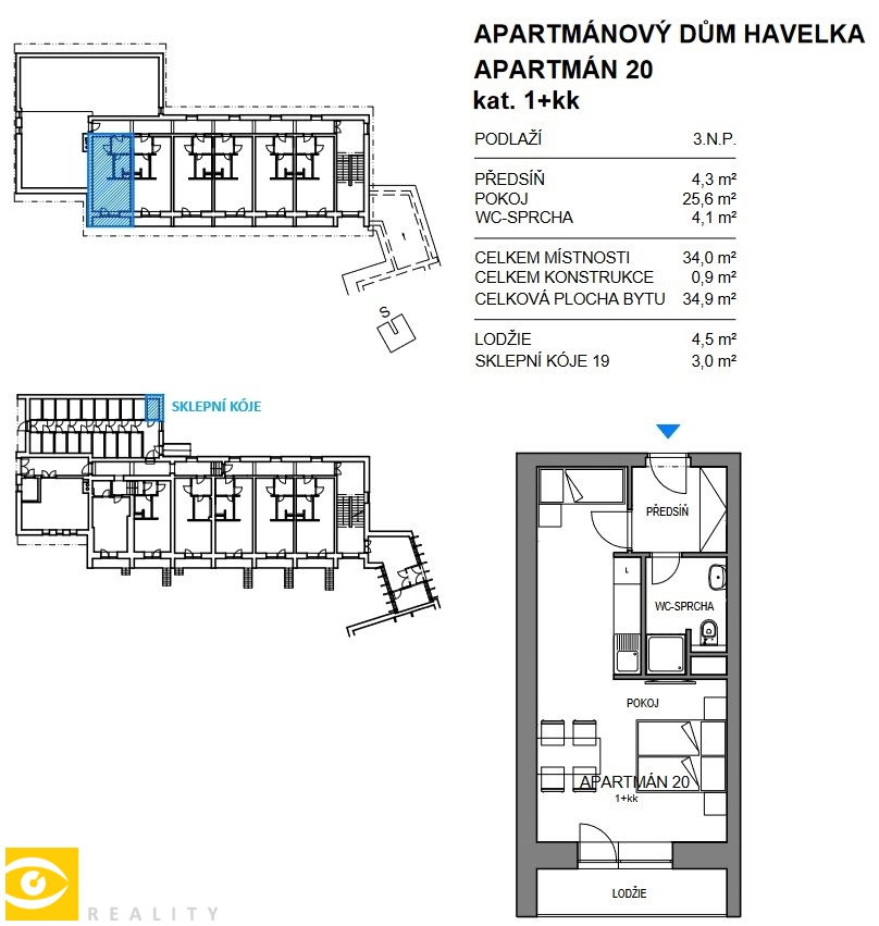Pronájem bytu 1+kk 35 m2