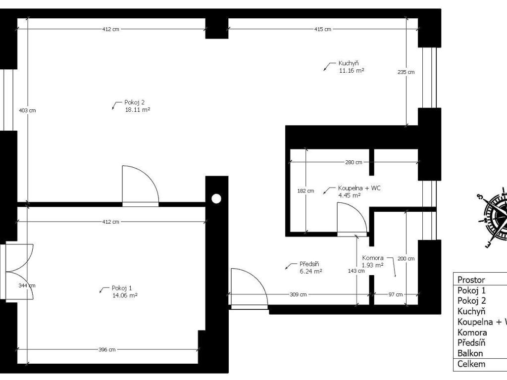 Pronájem bytu 2+kk 56 m2