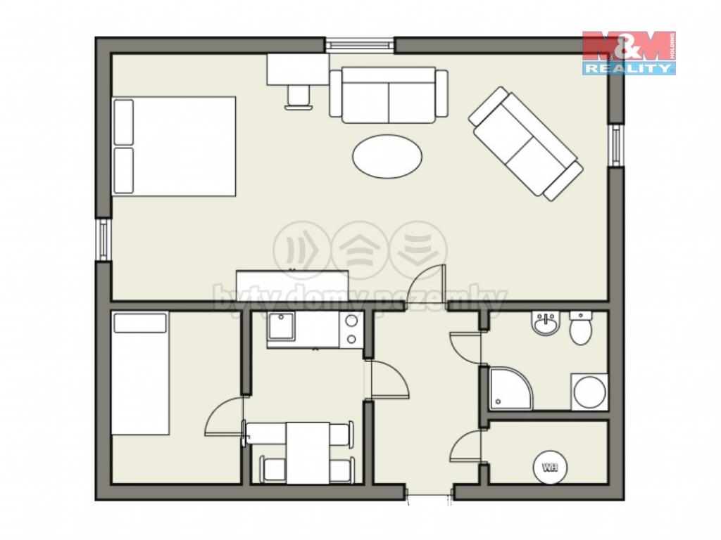 Pronajem bytu 2+1 50 m2