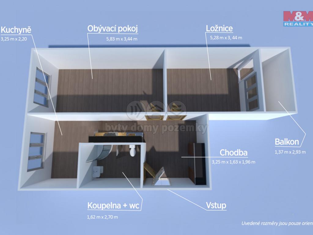 Pronajem bytu 2+1 68 m2