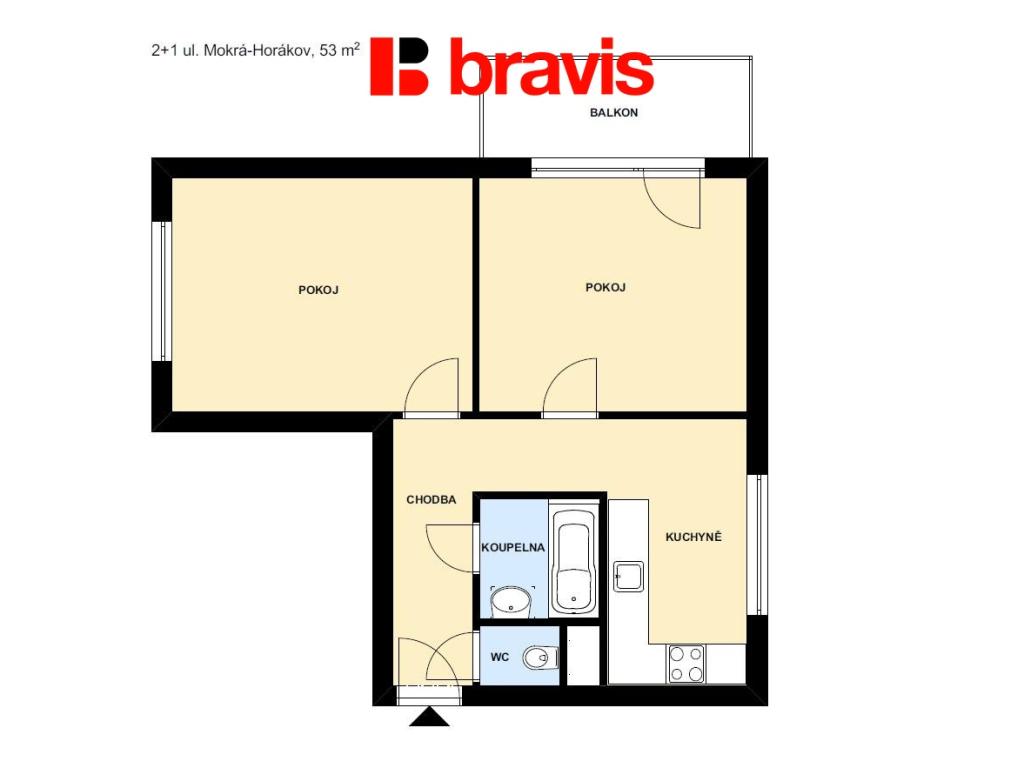 Pronájem bytu 2+1 53 m2