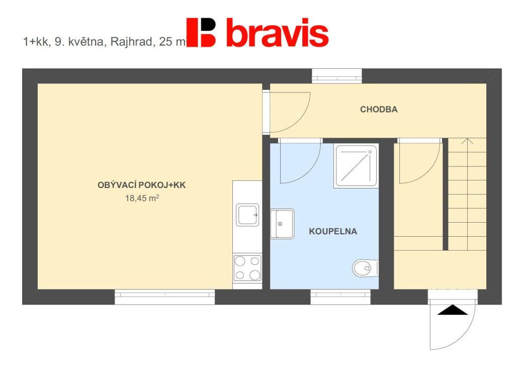 Pronájem bytu 1+kk 25 m2