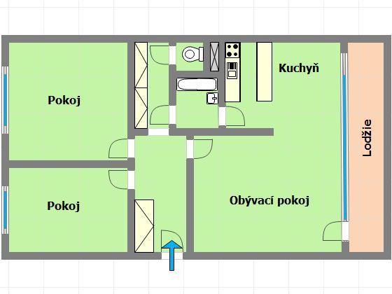 Pronajem bytu 3+1 59 m2