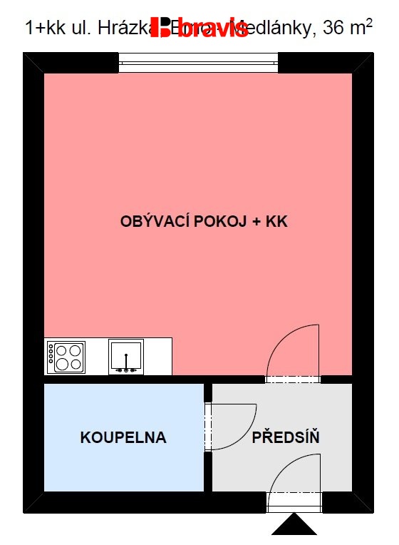 Pronájem bytu 1+kk 39 m2