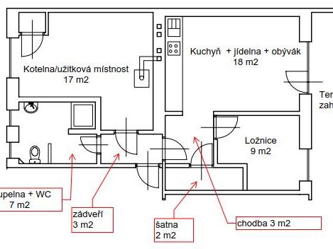 Pronajem bytu 2+kk 42 m2