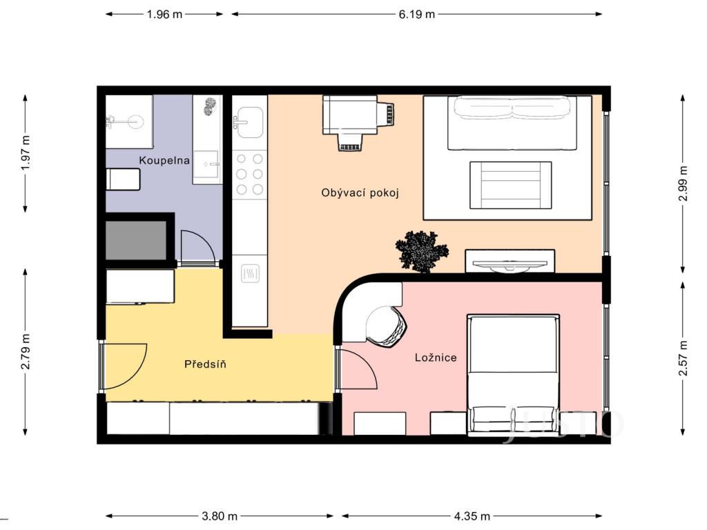 Pronájem bytu 2+kk 46 m2