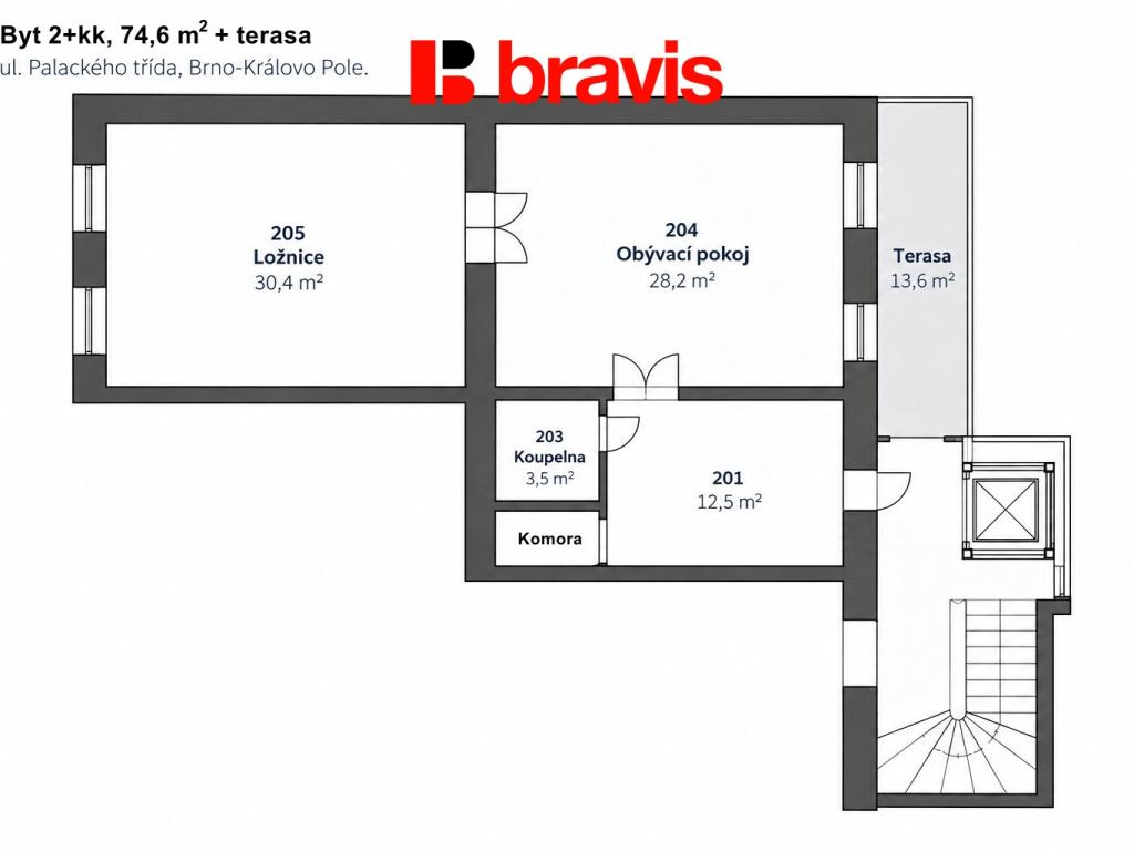 Pronájem bytu 2+kk 75 m2