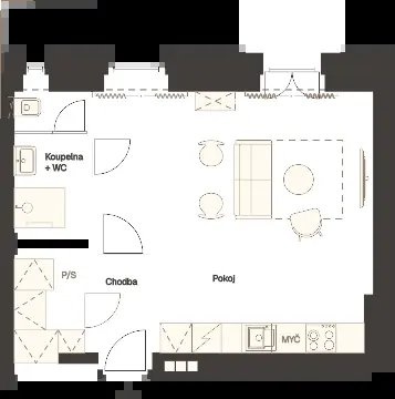 Pronájem bytu 1+kk 36 m2