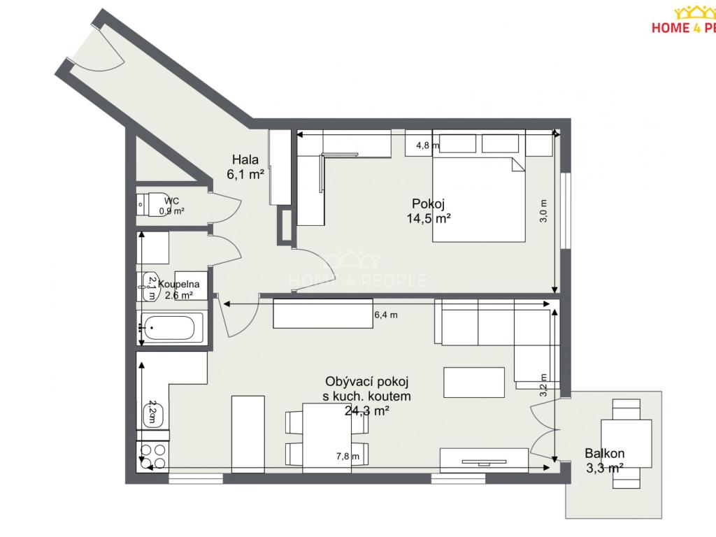 Prodej bytu 2+kk 48 m2, Praha – náhled fotky 7