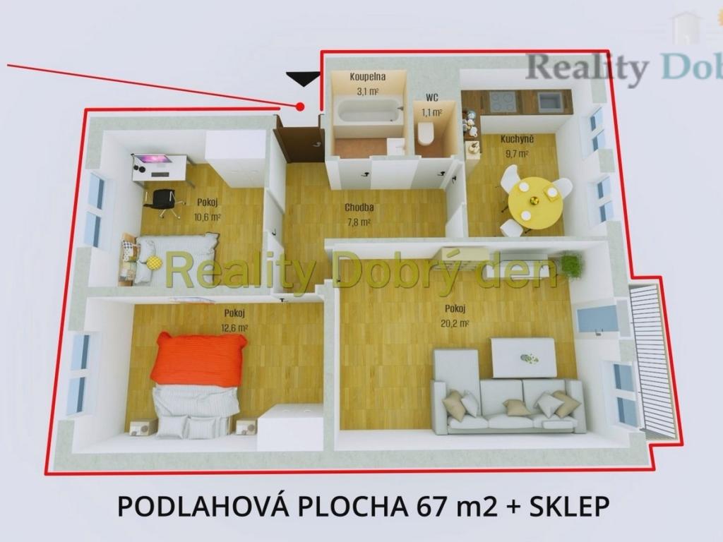 Pronájem bytu 3+1 67 m2