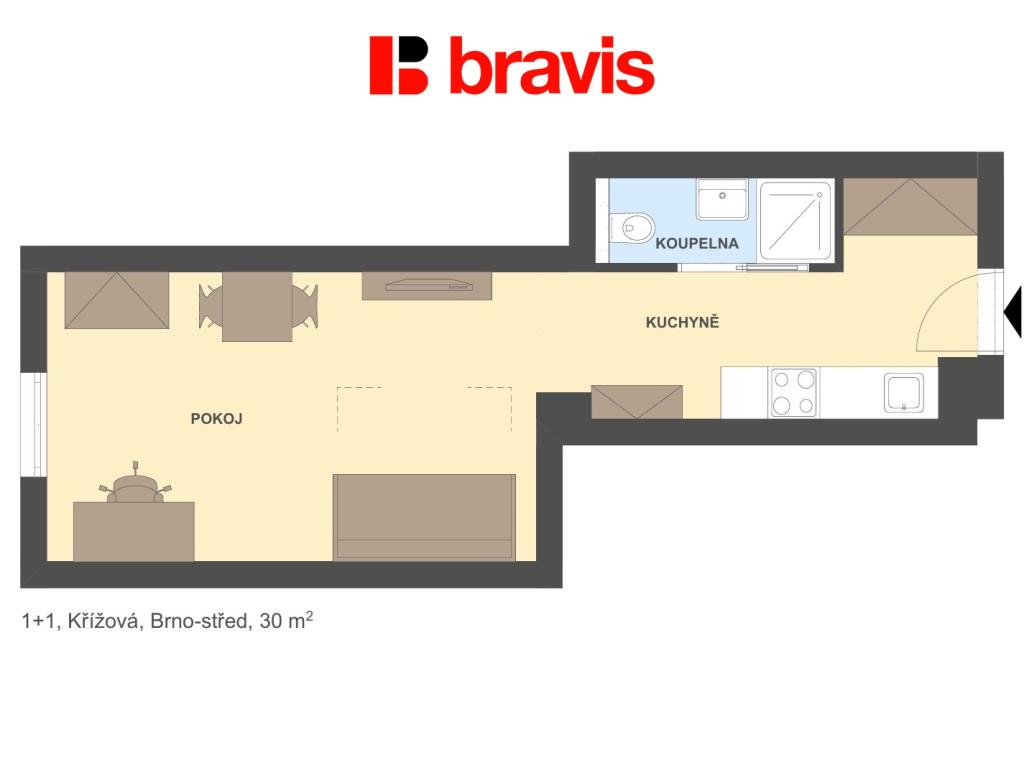 Pronájem bytu 1+1 30 m2