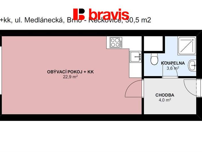 Pronájem bytu 1+kk 30 m2