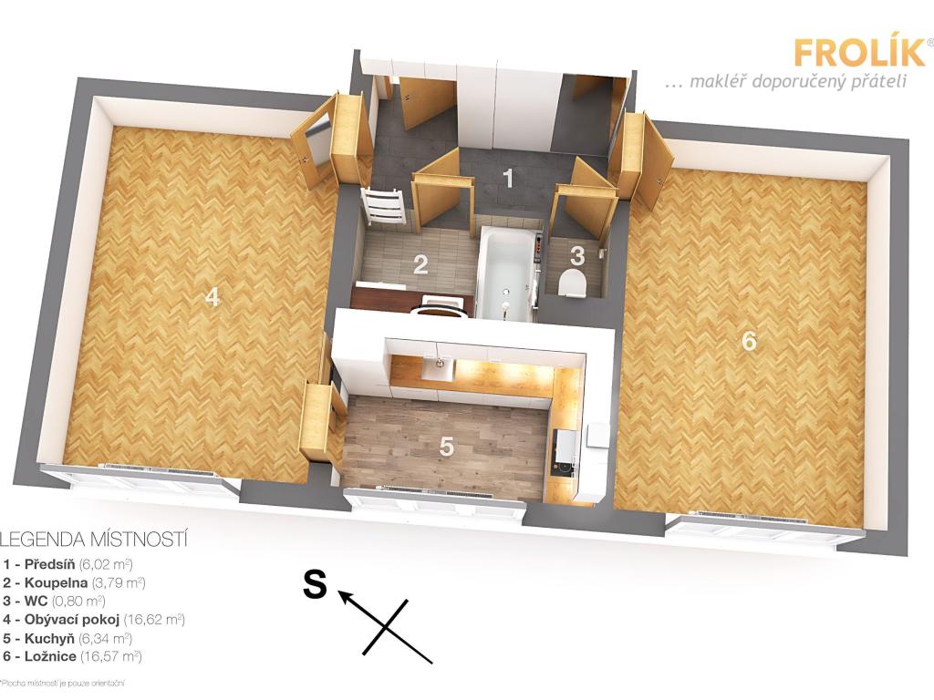 Pronájem bytu 2+1 53 m²