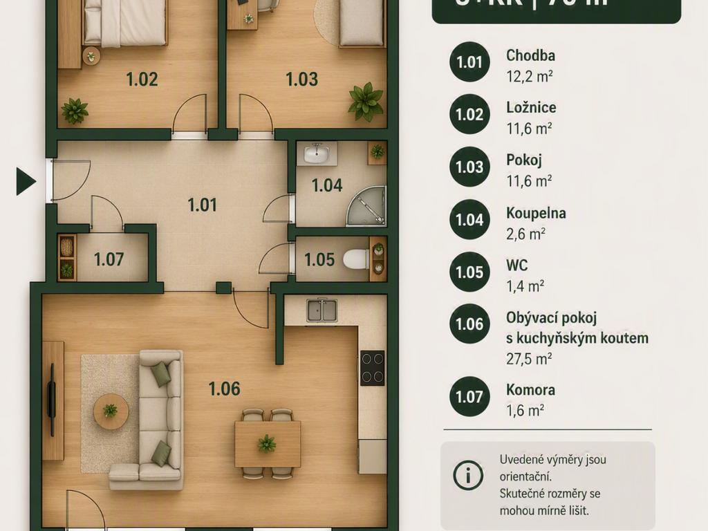 Pronájem bytu 3+kk 70 m2, Praha – náhled fotky 9