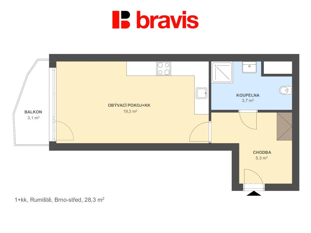 Pronájem bytu 1+kk 30 m2