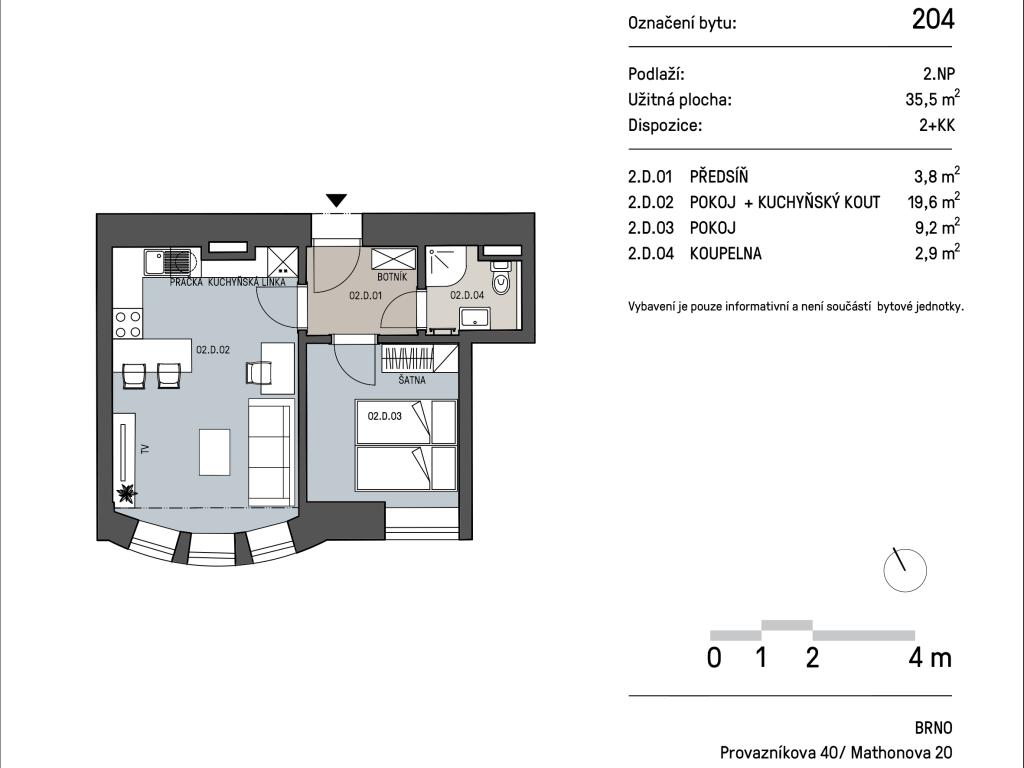 Pronajem bytu 2+kk 38 m2